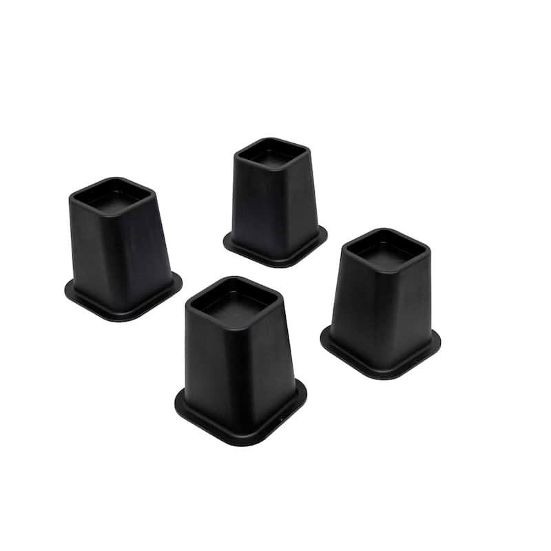 Heavy Duty Premium Quality 6 Inch Bed Risers - Furniture Riser for Desk, Sofa, Couch & Table, Black, Set of 4