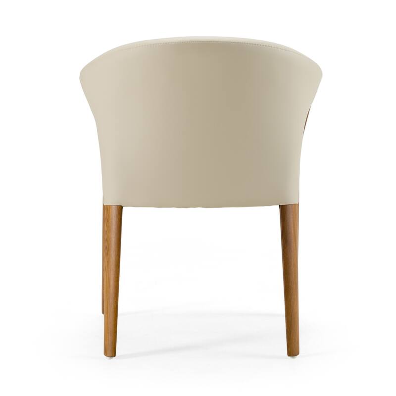 Modrest Wynetta Mid-Century Modern Grey Vegan Leather & Walnut Dining Chair