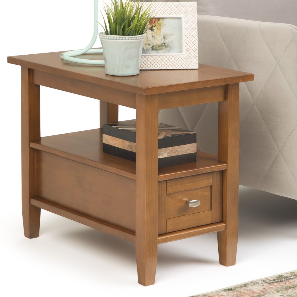 WYNDENHALL Norfolk SOLID WOOD 14 inch Wide Rectangle Transitional Narrow Side Table - 14 Inches wide