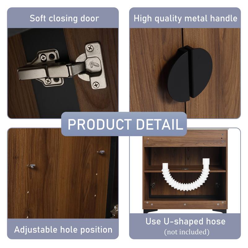 24"/30" FreeStanding Bathroom Vanity with Sink, Floor Stand Bathroom Vanity with Soft Close Door and Adjustable Shelf