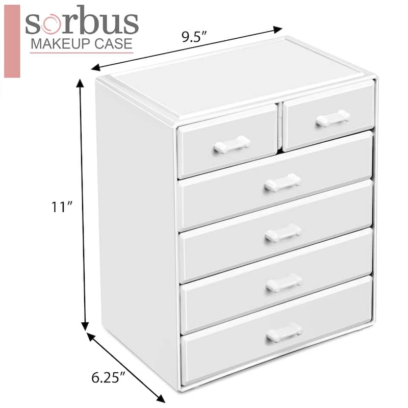 Sorbus Large Acrylic Makeup Organizer and Jewelry Storage Case - 9.50" L x 6.25" W x 11.25" H