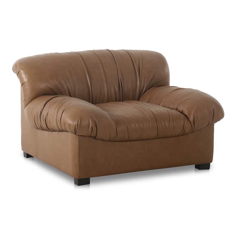 NADAAL STUDIOS Zarek Lounge Chair, Oversized Postmodern Design in Top Grain Leather, Tan