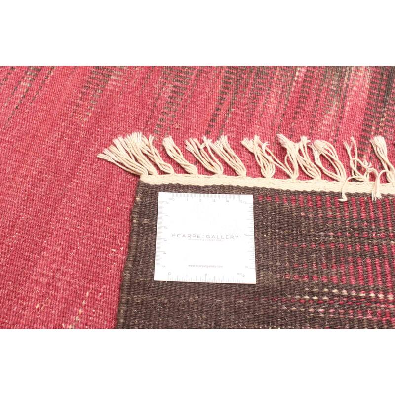 ECARPETGALLERY Flat-Weave Ankara FW Burgundy Wool Kilim - 5'4 x 7'10