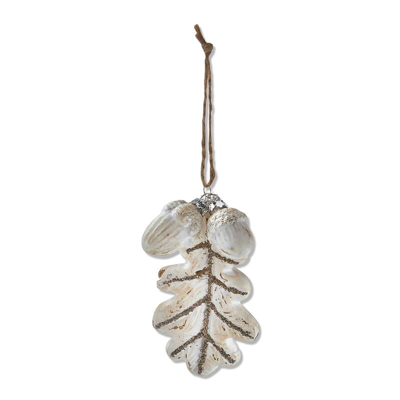 White Leaf Ornament for Christmas Tree 4.5" H x 2.5" L x 1.2" W Dust Clean Decorative Holiday Ornament