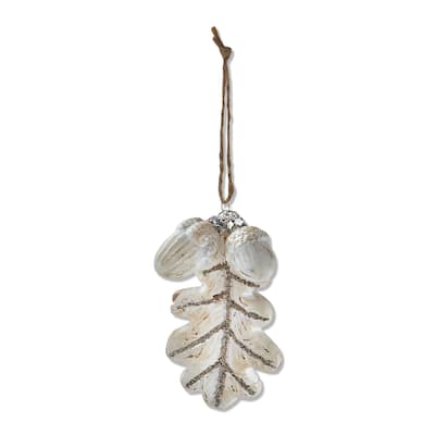 White Leaf Ornament for Christmas Tree 4.5" H x 2.5" L x 1.2" W Dust Clean Decorative Holiday Ornament