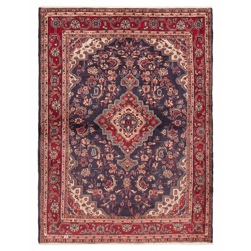 ECARPETGALLERY Hand-knotted Kayseri Vintage Navy Wool Rug - 4'7 x 6'3 - Dark Navy - 4'7 x 6'3