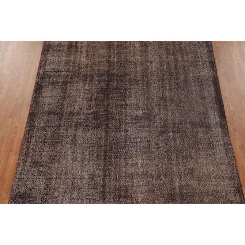 Over-Dyed Solid Anatolian Turkish Vintage Rug Handmade Wool Carpet - 6'11" x 10'7"