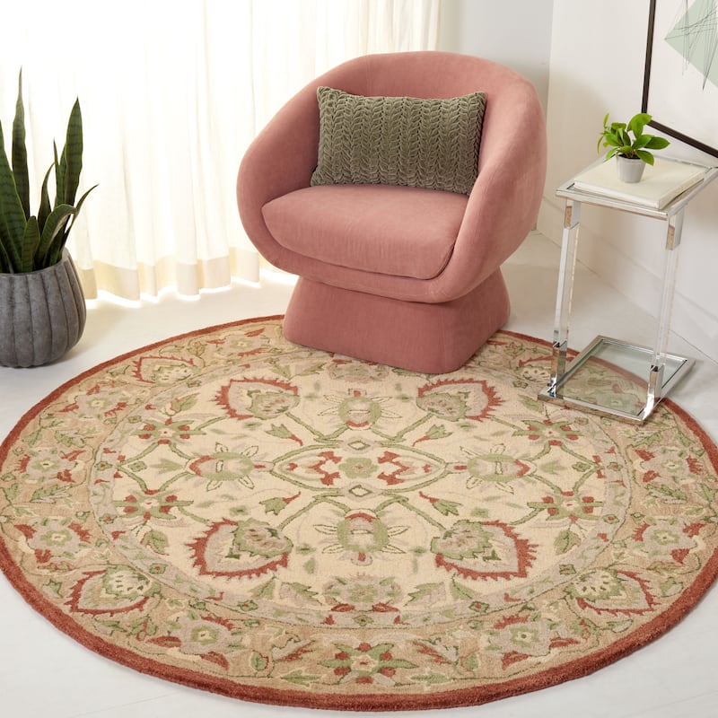 SAFAVIEH Handmade Antiquity Varvara Oriental Wool Rug - 6' Round - Rust/Ivory