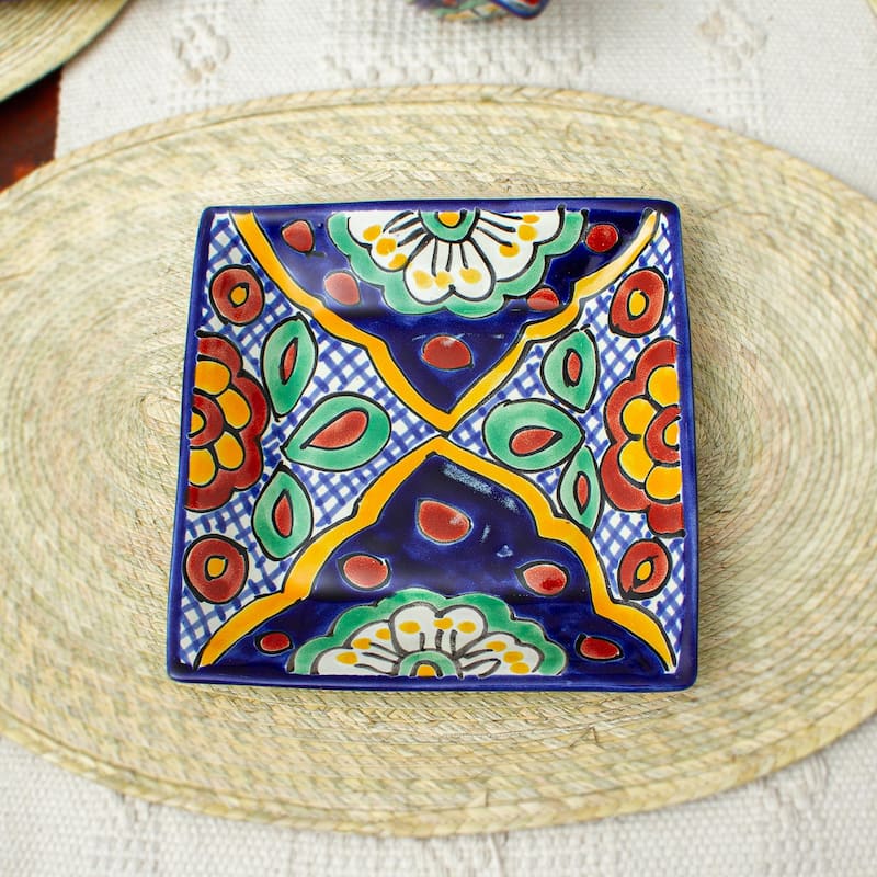 Novica Handmade Hidalgo Square Ceramic Dessert Plates (Pair)