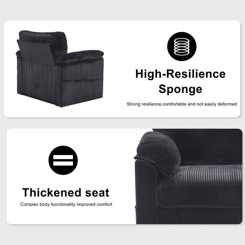 33" Corduroy Swivel Single Sofa Chair