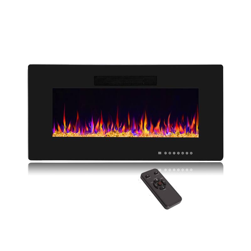 Electric Fireplace Insert, 750/1500W Electric Heater, Adjustable Flame Color, Remote Control, Timer