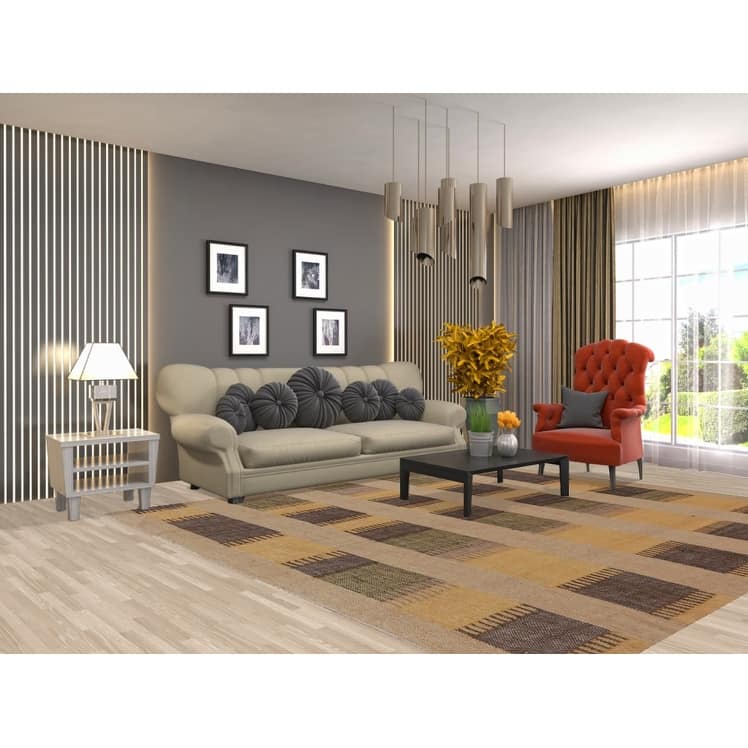 Hand Woven Oriental 100% Jute Carpet Southwestern Modern Multi-Colored Kilim Area Rug - 9' 5'' X 8' 5''