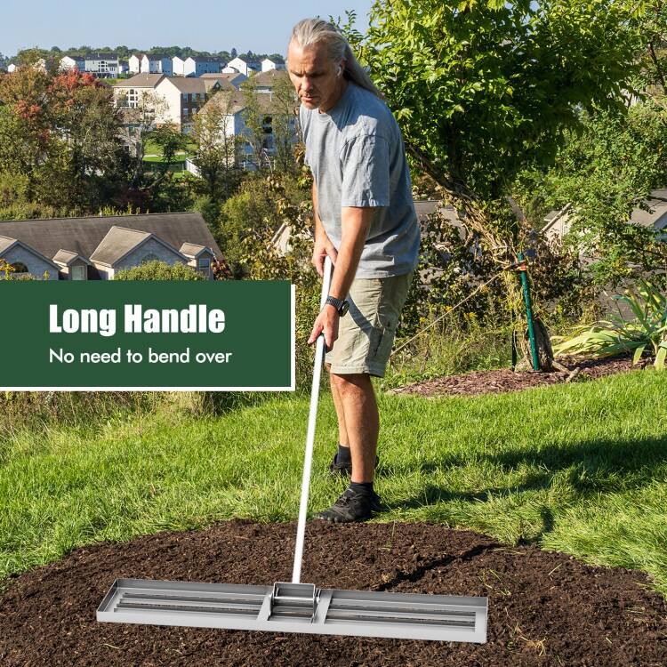 Heavy Duty Lawn Leveling Rake 46" x 10" Plate, 67" Anti-Slip Handle - 46" x 10"