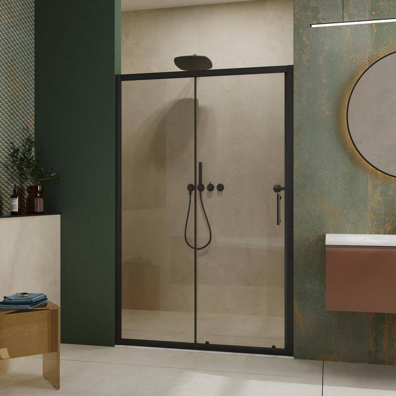 60"Wx72"H Single Sliding Shower Door,1/5" Thick Clear Tempered Glass