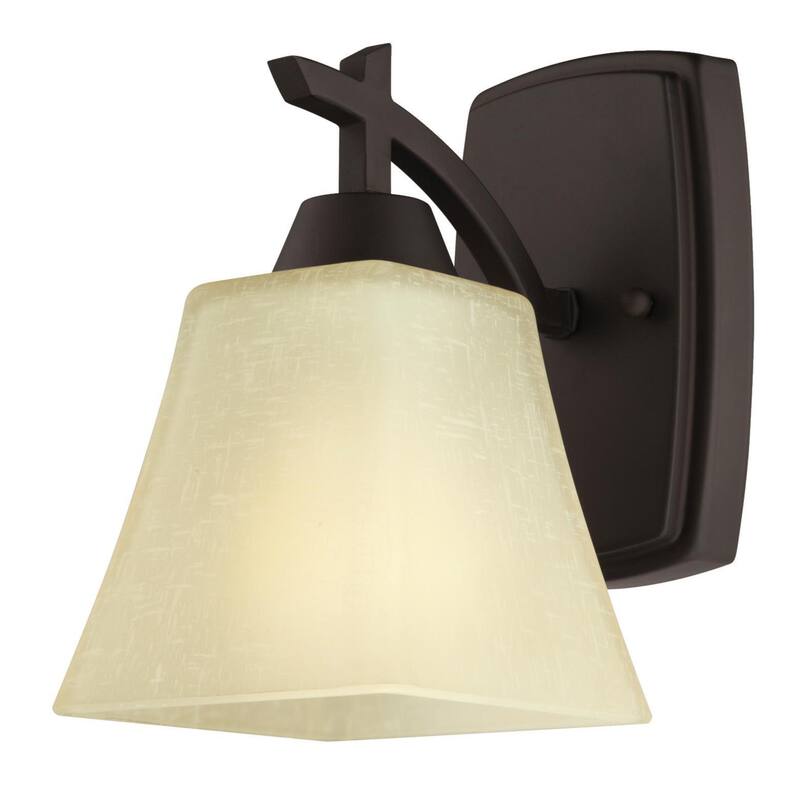Westinghouse Midori One-Light Indoor Wall Fixture, Oil Rubbed Bronze Finish with Amber Linen Glass - 1-Light