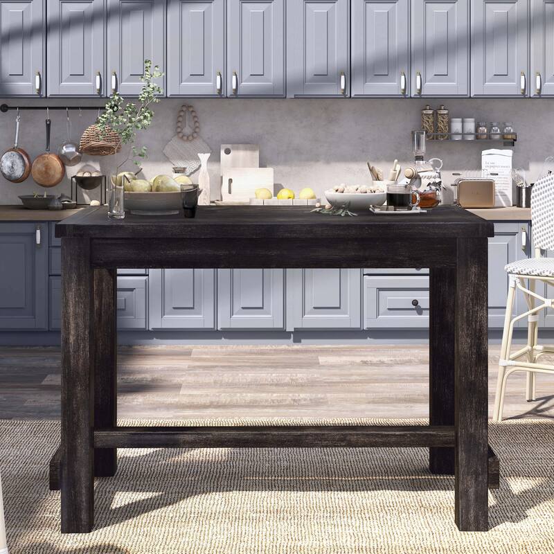 Vevo Rustic Black 60-inch Wide Solid Wood Bar Table by Furniture of America