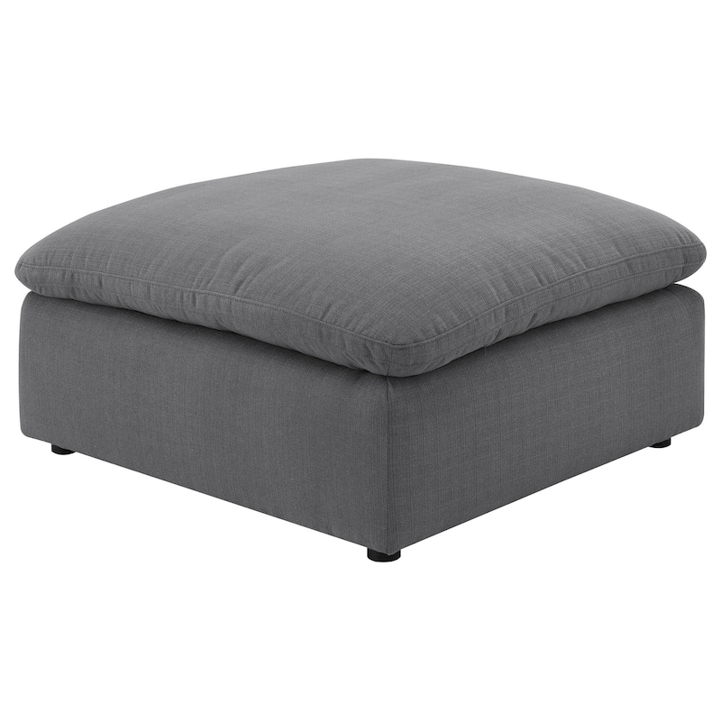 Hobo Square Ottoman, Charcoal Gray Fabric, Foam Cushions, 40 Inch