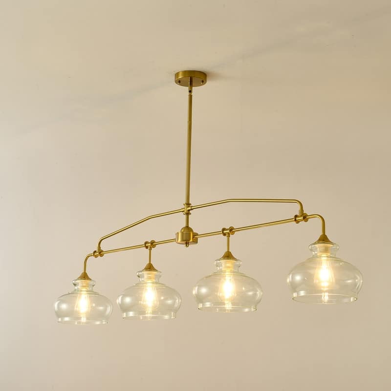 Modern 3/4/5 Light Gold Chandeliers Linear Glass Kitchen Island Lights