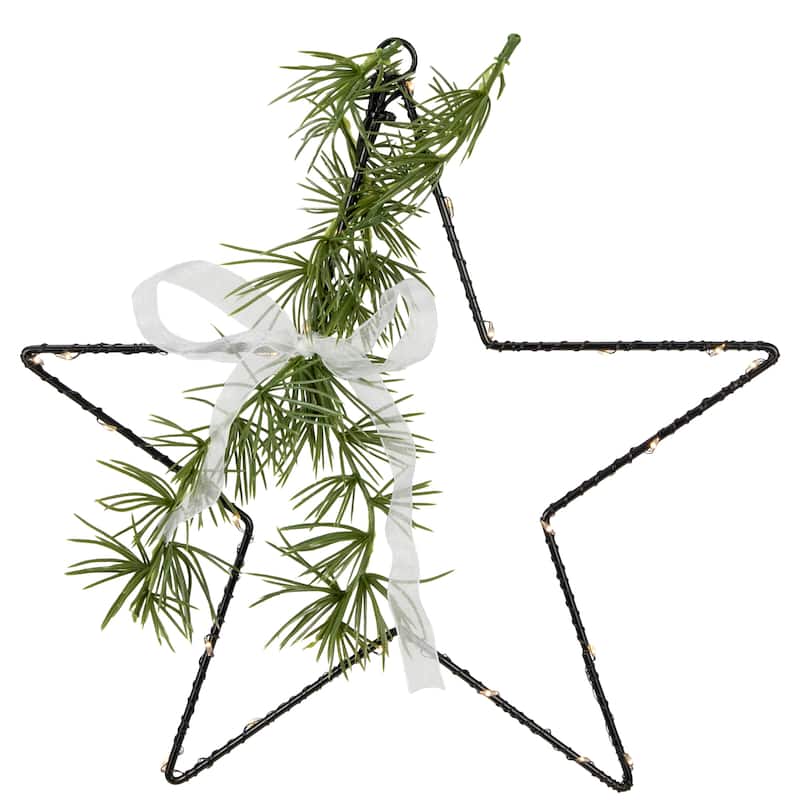 11" LED Star Rosemary Sprig Christmas Decoration, Warm White Lights