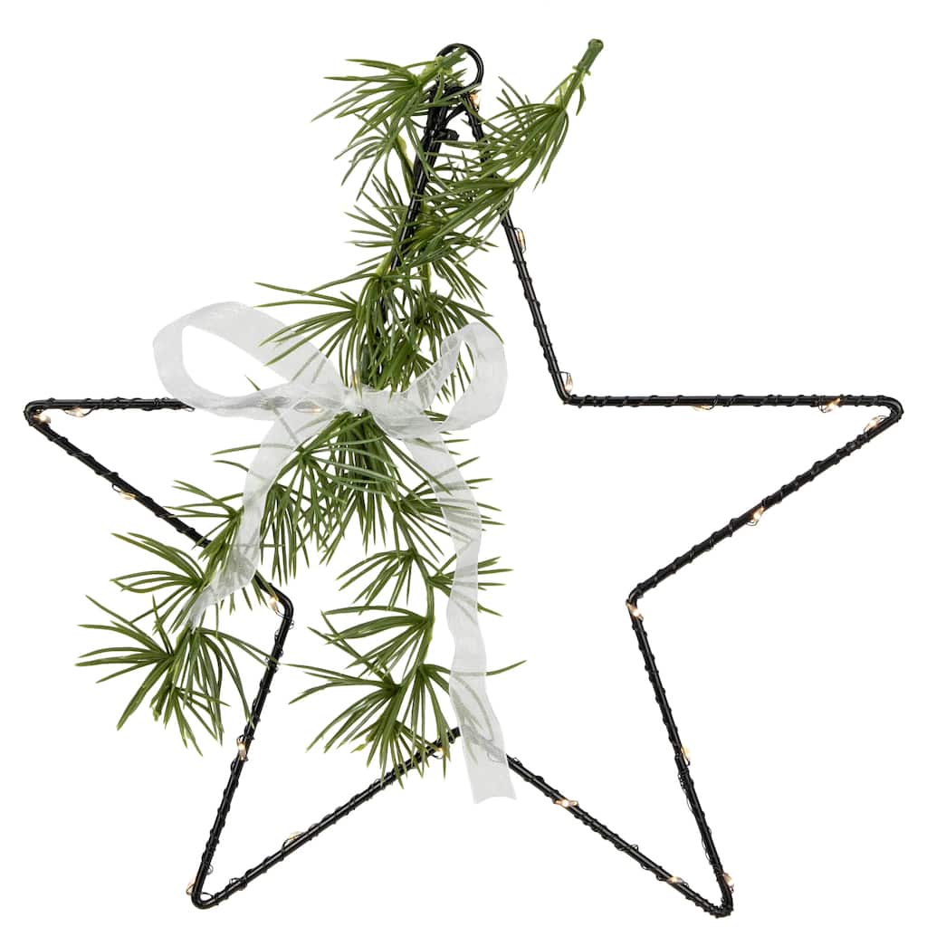 11" LED Star Rosemary Sprig Christmas Decoration, Warm White Lights