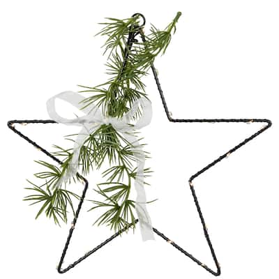 11" LED Lighted Star with Rosemary Sprig Christmas Decoration Warm White Lights