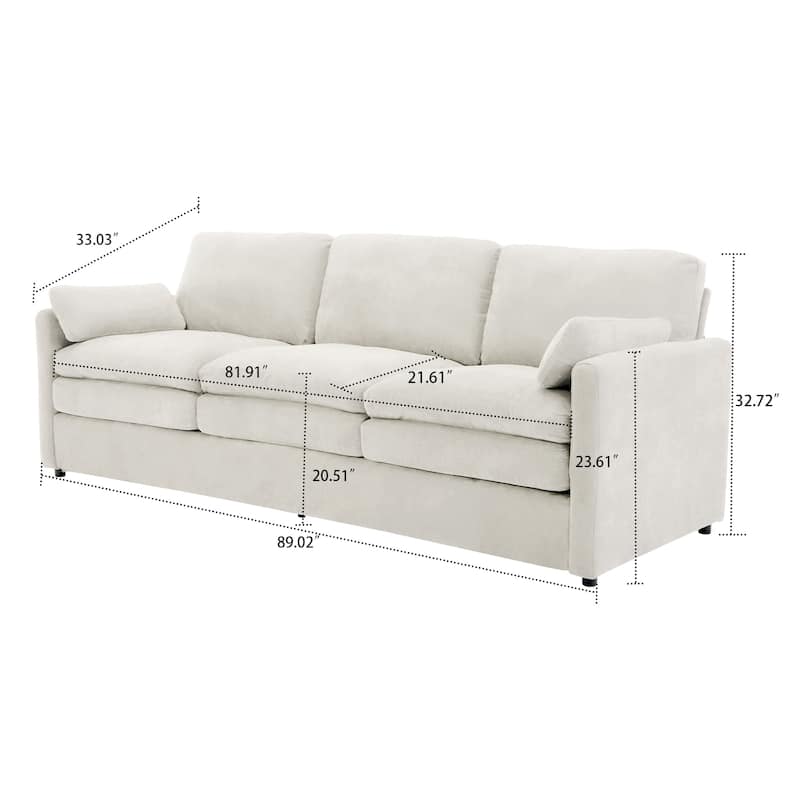 Modern Minimalist Chenille Fabric Upholstered Living Room Sofa
