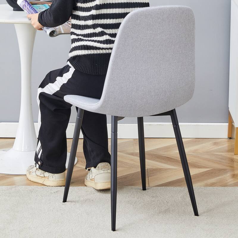 Modern Mid-Century Stable Comfortable Black Dining Chair Set of 4 Upholstered Side Chairs