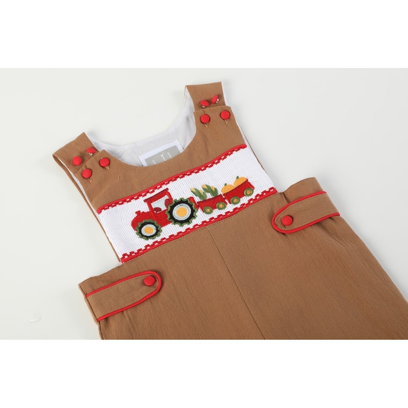 Brown Tractor Harvest Smocked Jon Jons