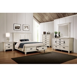 Capistrano Antique White 3-piece Bedroom Set with 2 Nightstands - Bed ...