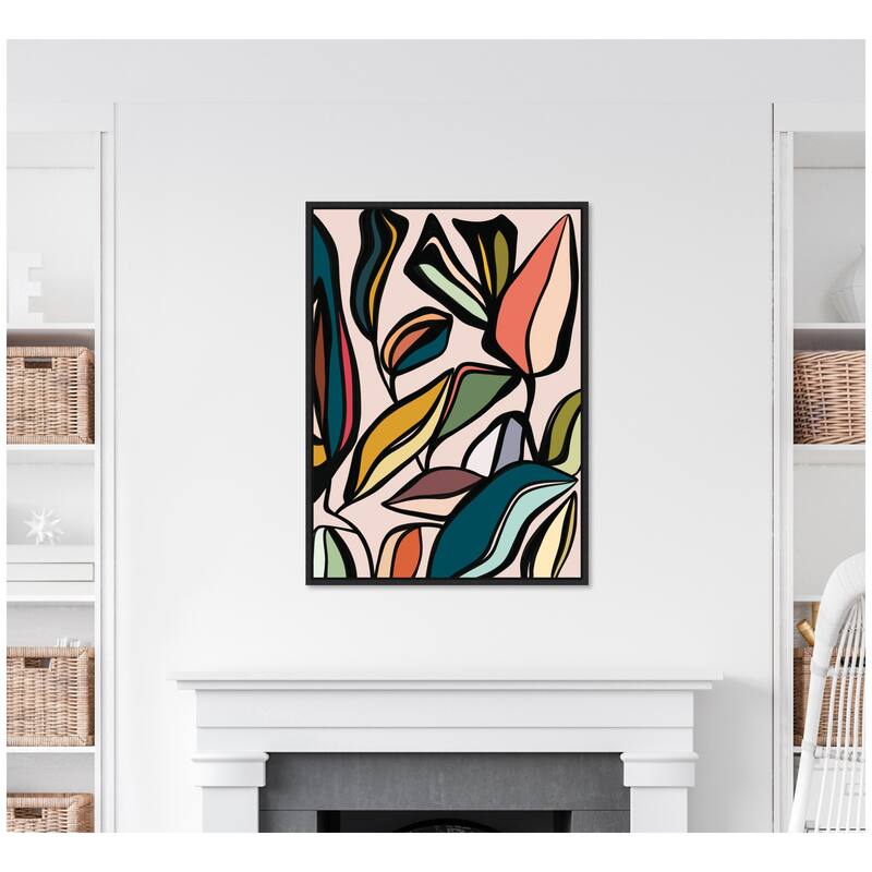 Kate and Laurel Fanciful Ficus Expansion by Alicia Bock Framed Canvas Wall Art Print