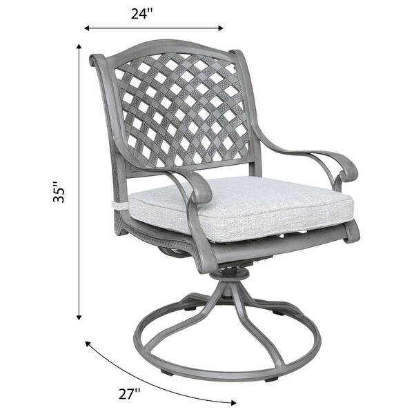 Ventura Cast Aluminum Dining Swivel Rocker with Cushion (Set of 2) On