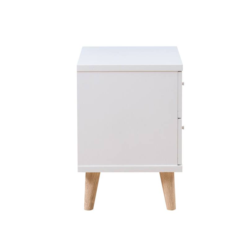 DH BASIC Scandinavian White 2-drawer Nightstand with Knobs by Denhour