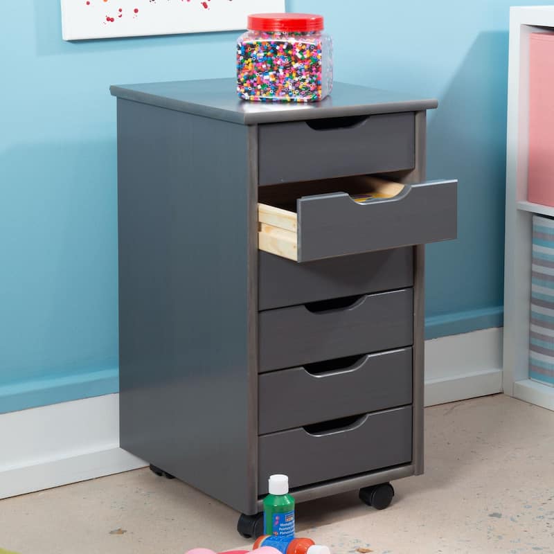 26" Gray Rolling Storage Cabinet with 6 Drawer
