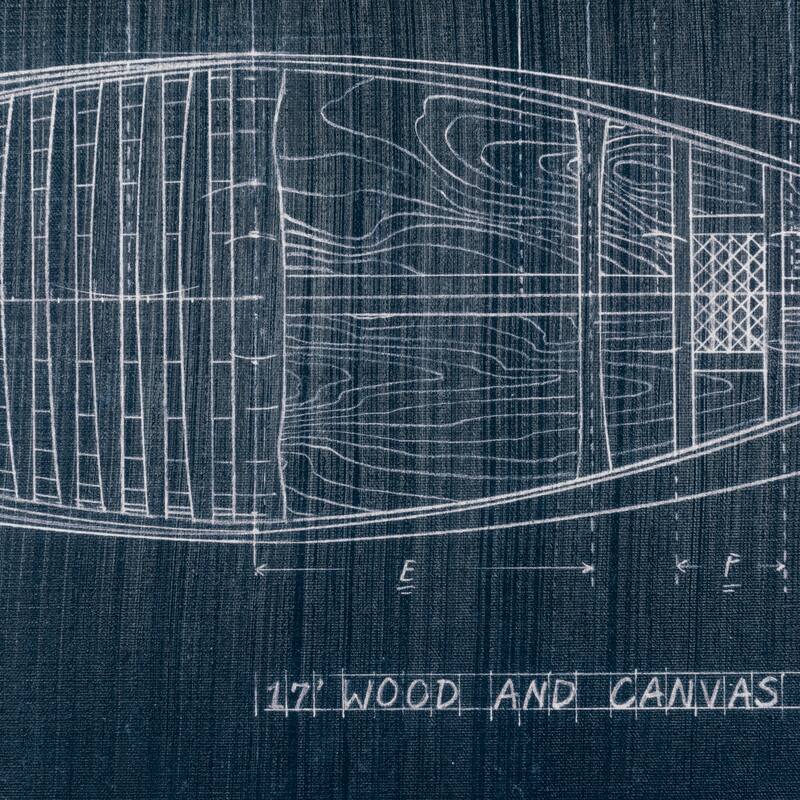 Canoe Blueprint (40 x 24) Canvas Art Print