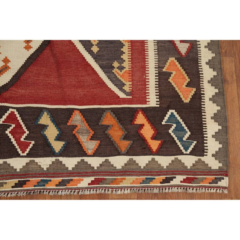 Tribal Kilim Qashqai Persian Vintage Area Rug Handmade Wool Carpet - 4'6"x 7'10"