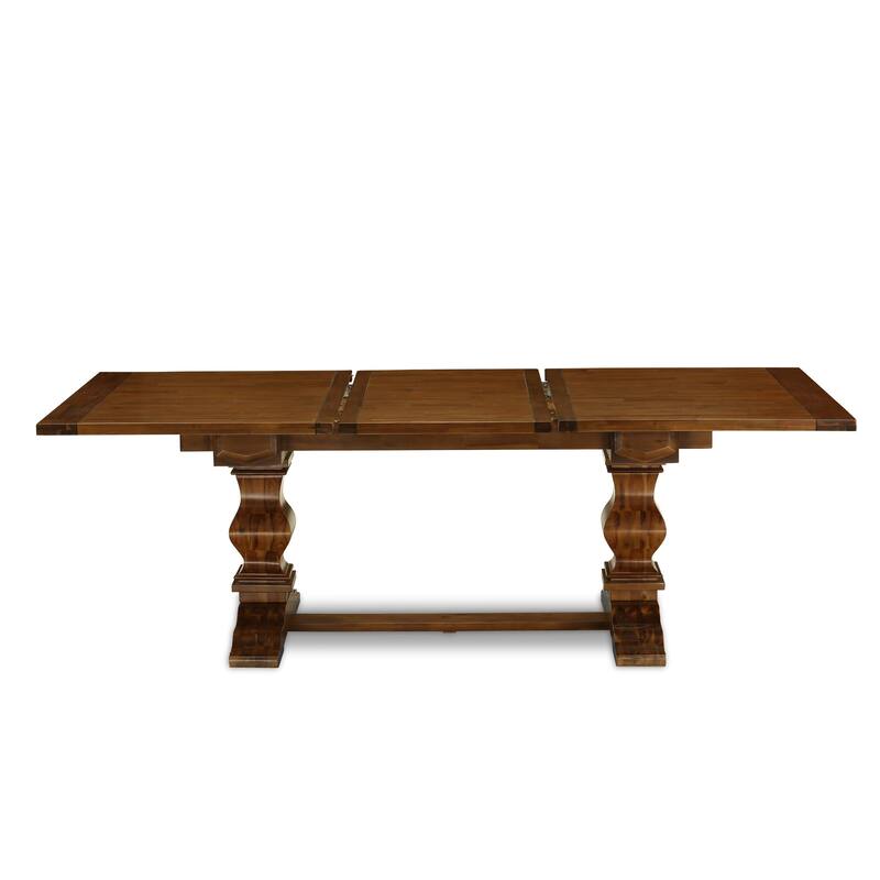 East West Furniture Dining Room Set- a Wooden Table and Light Beige Linen Fabric Dining Chairs, (Pieces & Finish Options)