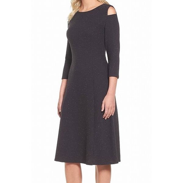 Nic + Zoe Women's Large Ribbed Cold Shoulder Sheath Dress
