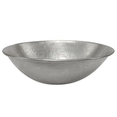 17-in Oval Wired Rim Vessel Hammered Copper Sink in Nickel (VO17WEN)