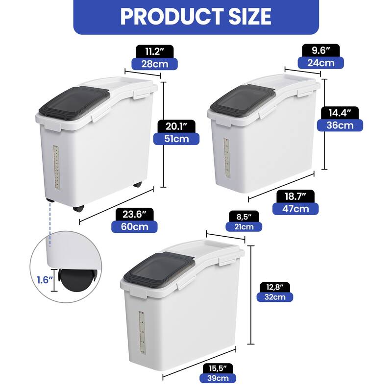 3 Pcs Mixed Set Ingredient Bin PP Shelf Storage Bins - 3 Pcs Mixed Set