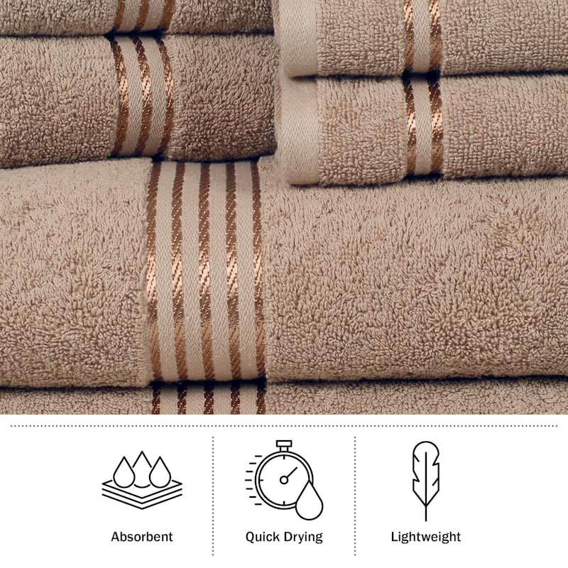 Towel Set - Cotton Bathroom Accessories with Bath Towels, Hand Towels, and Washcloths by Lavish Home