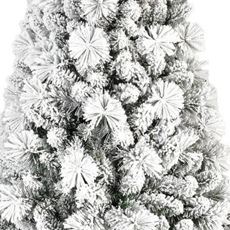 HomeRoots 9' Green And White Slender Flocked Pine Christmas Tree