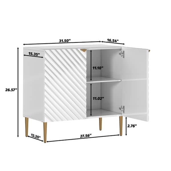 dimension image slide 0 of 5, Clihome 2-Door Storage Buffet Sideboard with Adjustable Shelf