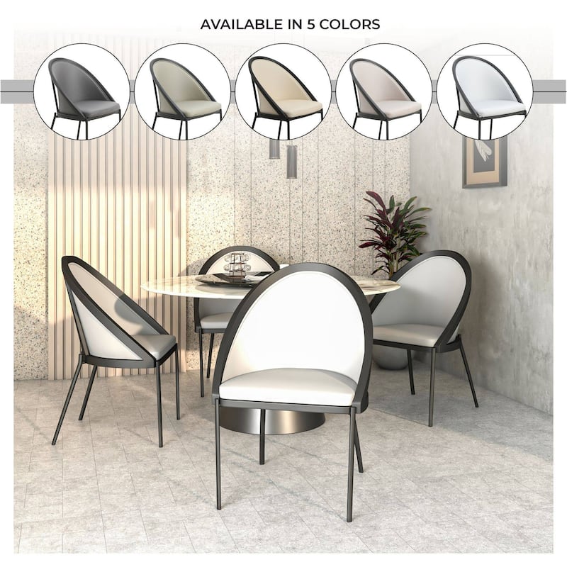 Urbane Dining Chair in Vinyl Fabric with Curved Back and Stainless Steel Legs Set of 2