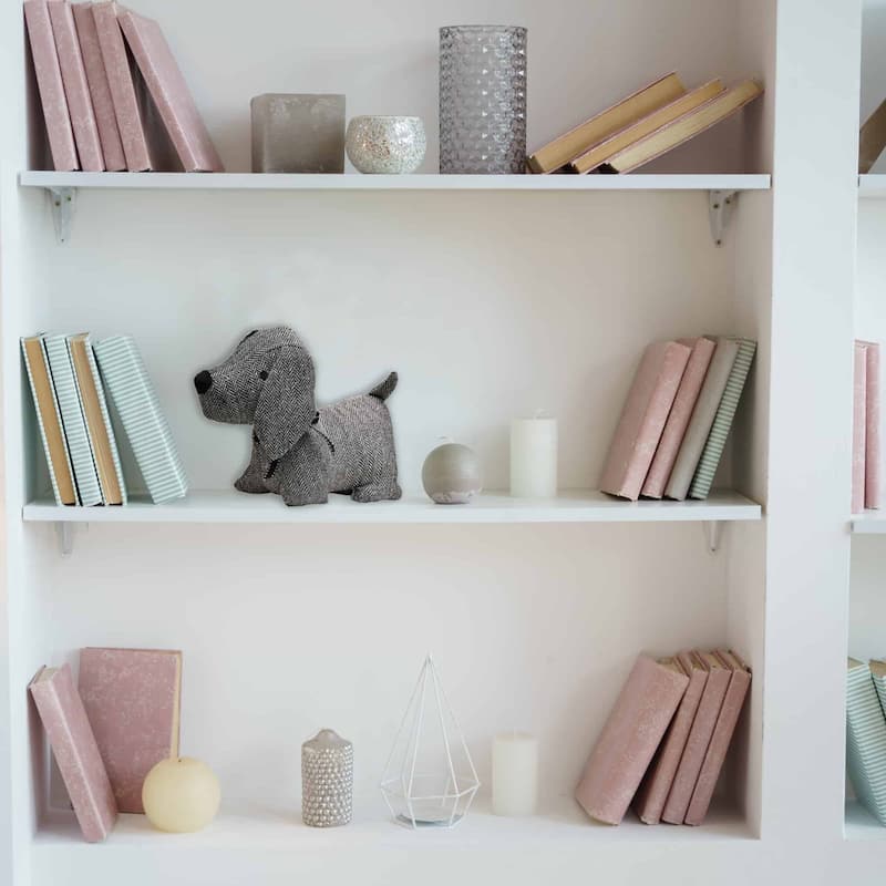 3D Dog Fabric Weighted Bag Door Stop 2.3 lbs Black White - 7"H x 10.8"L x 4.6"W