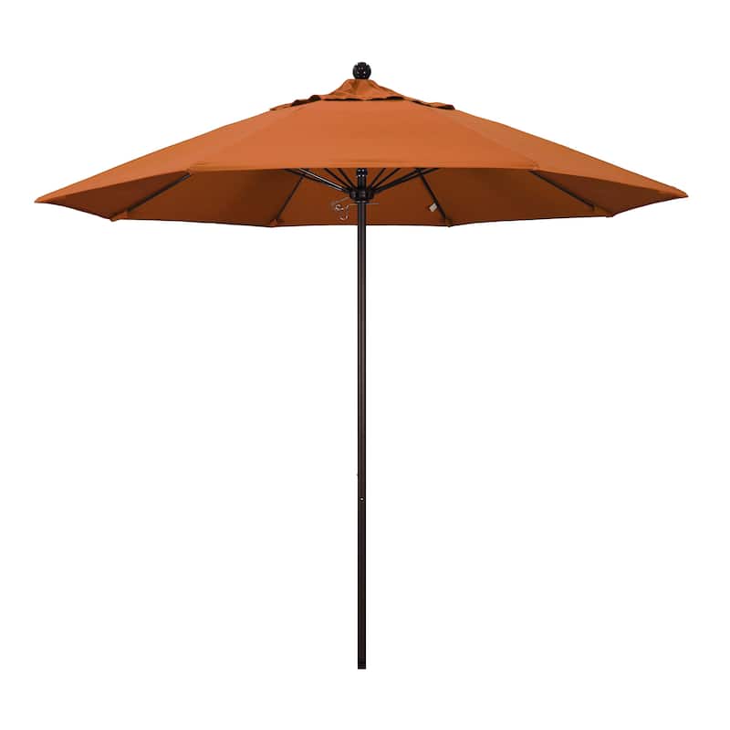 California Umbrella 9' Rd. Aluminum Frame, Fiberglass Rib Patio Umbrella with Sunbrella Fabric, Base Not Included - Tuscan