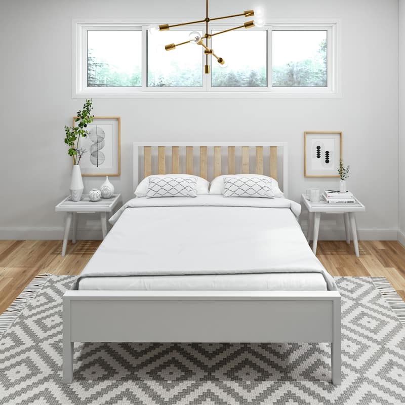Plank and Beam Modern Full-Size Bed with Slatted Headboard