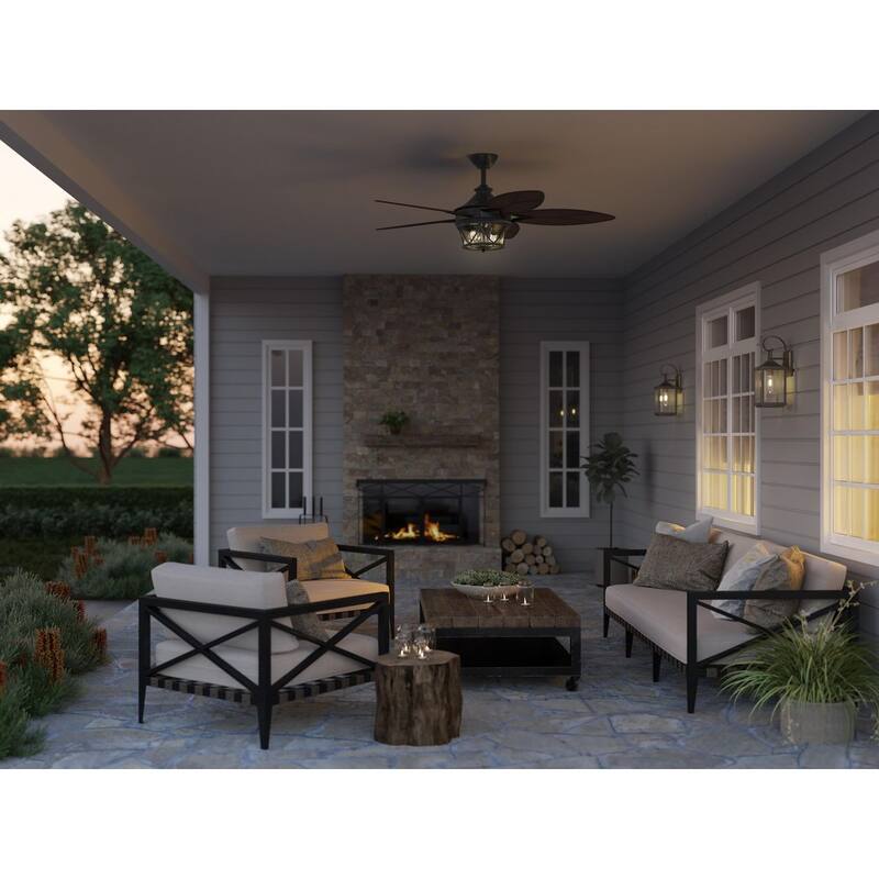 Alfresco Collection 54" Indoor Outdoor Five-Blade Architectural Bronze Ceiling Fan - 13.580" x 36.690" x 17.320"