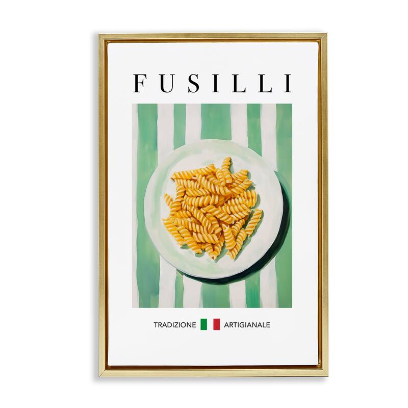 Stupell Traditional Fusilli Pasta Framed Floater Canvas Wall Art Design By Andreas Magnusson - 21 x 31 - Gold