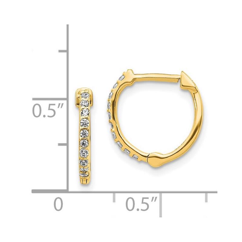 Curata 14k Diamond Hinged Hoop Earrings - 13x12mm Wide 2mm Thick