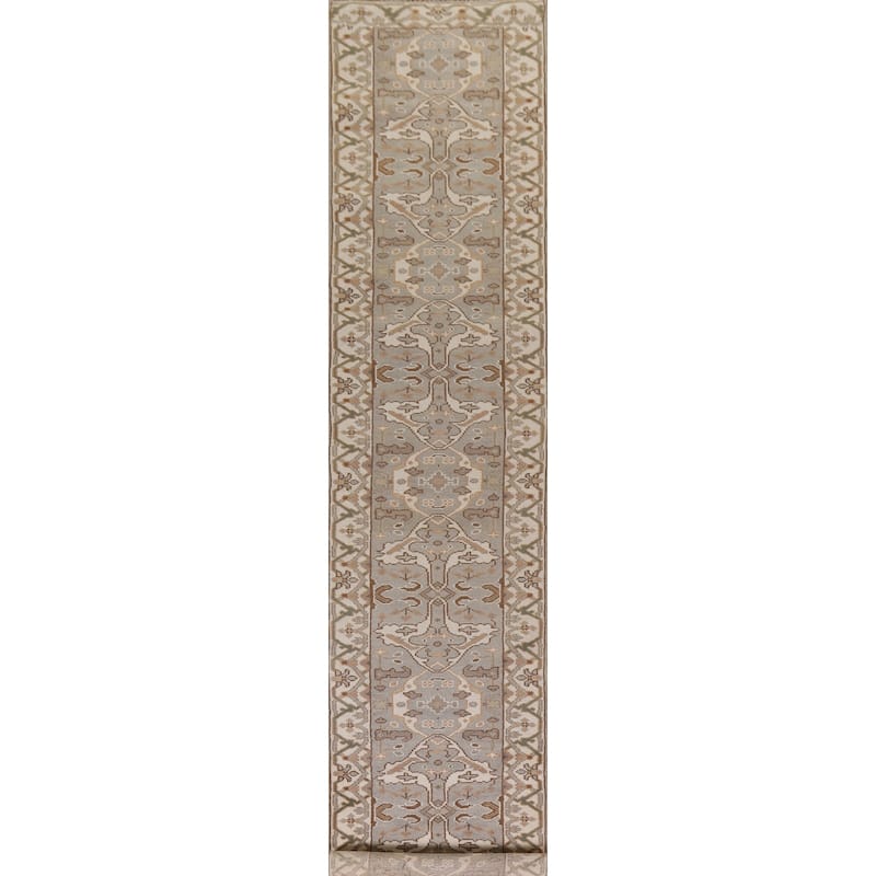 All-Over Oushak Oriental Runner Rug Handmade Wool Carpet - 2'7"x 15'6"